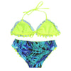 Sexy Halter Neck Backless Padded Floral Print Low Waist Women Bikini Set