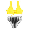 Lady Sexy Plunge Neck Shoulder Strap Padded Tied Beach Bikini Set