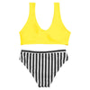 Lady Sexy Plunge Neck Shoulder Strap Padded Tied Beach Bikini Set