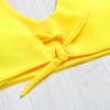 Lady Sexy Plunge Neck Shoulder Strap Padded Tied Beach Bikini Set