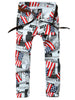 Newspaper Flag Inspired Straight Jeans