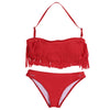 Sexy Halter Neck Backless Tassels Padded Solid Low Waist Women Bikini Set