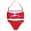Sexy Halter Neck Backless Tassels Padded Solid Low Waist Women Bikini Set