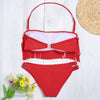 Sexy Halter Neck Backless Tassels Padded Solid Low Waist Women Bikini Set
