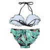 Sexy Halter Neck Backless Padded Leaves Printing Low Waist Women Bikini Set