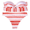 Women Sexy Stripe Print Strapless Lady Swimsuit Bikini Set
