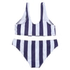 Lady Sexy Plunge Neck Shoulder Strap Padded Stripe Beach Bikini Set