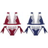 Lady Sexy Lace Backless Tied Side Low Waist Beach Bikini Set