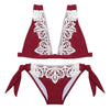Lady Sexy Lace Backless Tied Side Low Waist Beach Bikini Set