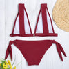 Lady Sexy Lace Backless Tied Side Low Waist Beach Bikini Set