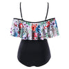 Tropical Print Flounce One Piece Swimsuit