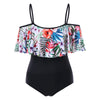 Tropical Print Flounce One Piece Swimsuit