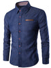 Plaid Patch Cloth Long Sleeve Shirt