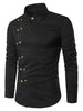 Double-breasted Turn Down Collar Shirt