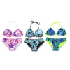 Sexy Halter Neck Backless Padded Floral Print Low Waist Women Bikini Set
