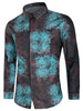 Hidden Button Scrawl Floral Print Long Sleeve Shirt