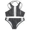 Sexy Female Tied Strap Backless Striped Print Women Bikini Set Swimwear