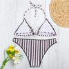 Women Sexy Detachable Padded Striped Bikini Set / Two Piece Female Swimsuit