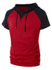 Raglan Sleeve Color Block Drawstring Hoodie