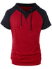 Raglan Sleeve Color Block Drawstring Hoodie