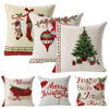 18" Christmas Xmas Linen Cushion Cover Throw Pillow Case Home Decor Festive UK