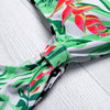 Shoulder Strap Backless Padded Leaf Print Low Waist Two-piece Women Bikini Set