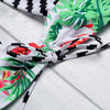 Shoulder Strap Backless Padded Leaf Print Low Waist Two-piece Women Bikini Set