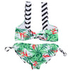 Shoulder Strap Backless Padded Leaf Print Low Waist Two-piece Women Bikini Set