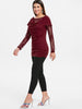 Lace Long Sleeve Ruched T-shirt