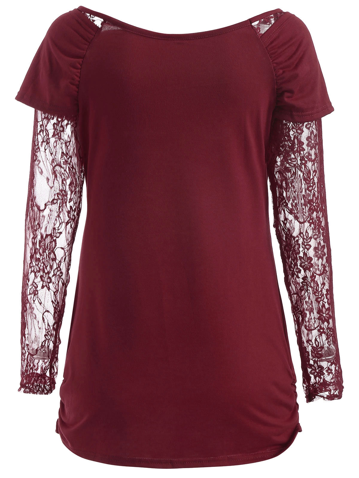 Lace Long Sleeve Ruched T-shirt