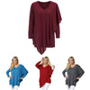 V Neck Long Sleeve Layered Asymmetric Women T-shirt