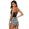 Halter Neck Cut Out Backless Floral Embroidery Women Bodysuit