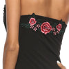 Halter Neck Cut Out Backless Floral Embroidery Women Bodysuit
