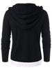 Contrast Color Zip Embellished Long Sleeve Hoodie