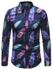 Colorful Feather Printed Long Sleeve Shirt