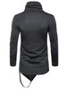 Pile Heap Collar Irregular Hem Solid Color Long Sleeve Casual T-shirt