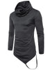 Pile Heap Collar Irregular Hem Solid Color Long Sleeve Casual T-shirt