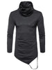 Pile Heap Collar Irregular Hem Solid Color Long Sleeve Casual T-shirt