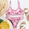 Shoulder Strap Backless Padded Foil Solid Color Low Waist Women Bikini Set