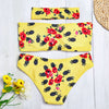 Strapless Padded Floral Print Low Waist Women Bikini Set