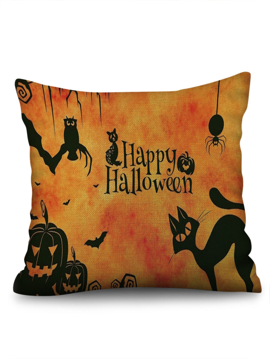 Happy Halloween Pumpkin Cat Pillow Case