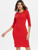 Lace Up Slit Pencil Dress