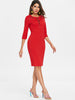 Lace Up Slit Pencil Dress
