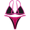 Spaghetti Strap Padded Backless Low Waist Velour Women Bikini Set
