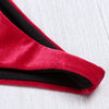 Spaghetti Strap Padded Backless Low Waist Velour Women Bikini Set
