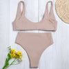 Shoulder Strap Backless Padded Bowknot Solid Color Women Bikini Set