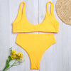 Shoulder Strap Backless Padded Bowknot Solid Color Women Bikini Set