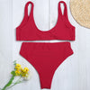 Shoulder Strap Backless Padded Bowknot Solid Color Women Bikini Set