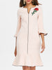 Embroidered Bell Sleeve Mermaid Dress