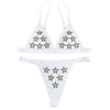 Halter Neck Backless Padded Embroidery Low Waist Women Bikini Set